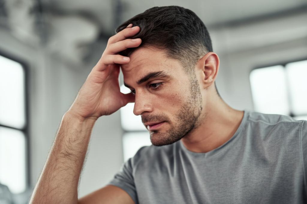 Man looking tired and drained after intense workout session