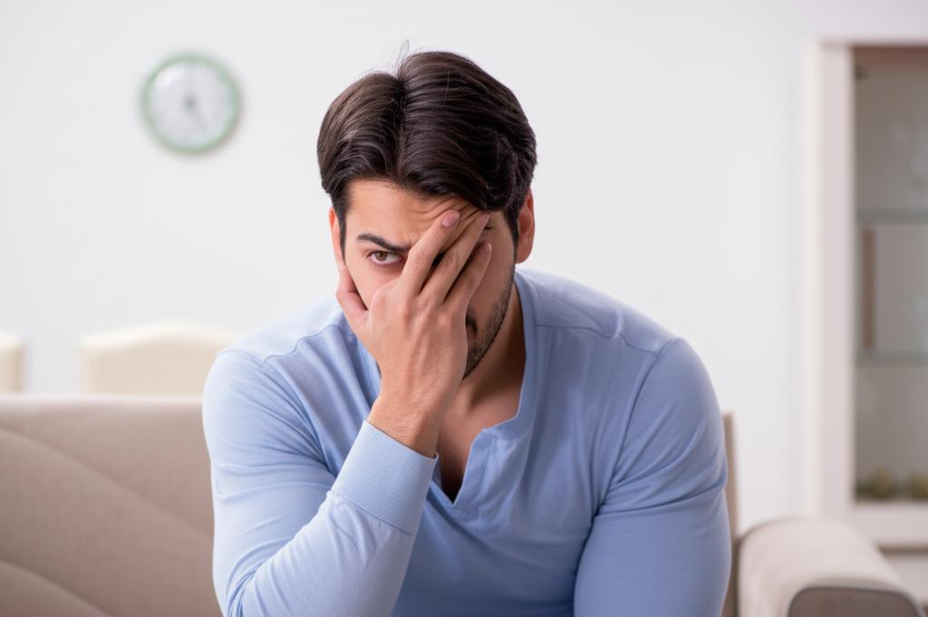 Man looking stressed about relationship intimacy
