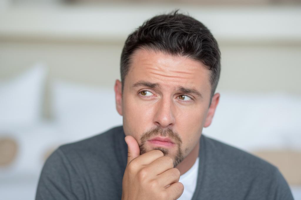 A man looking thoughtful, reflecting on relationship challenges