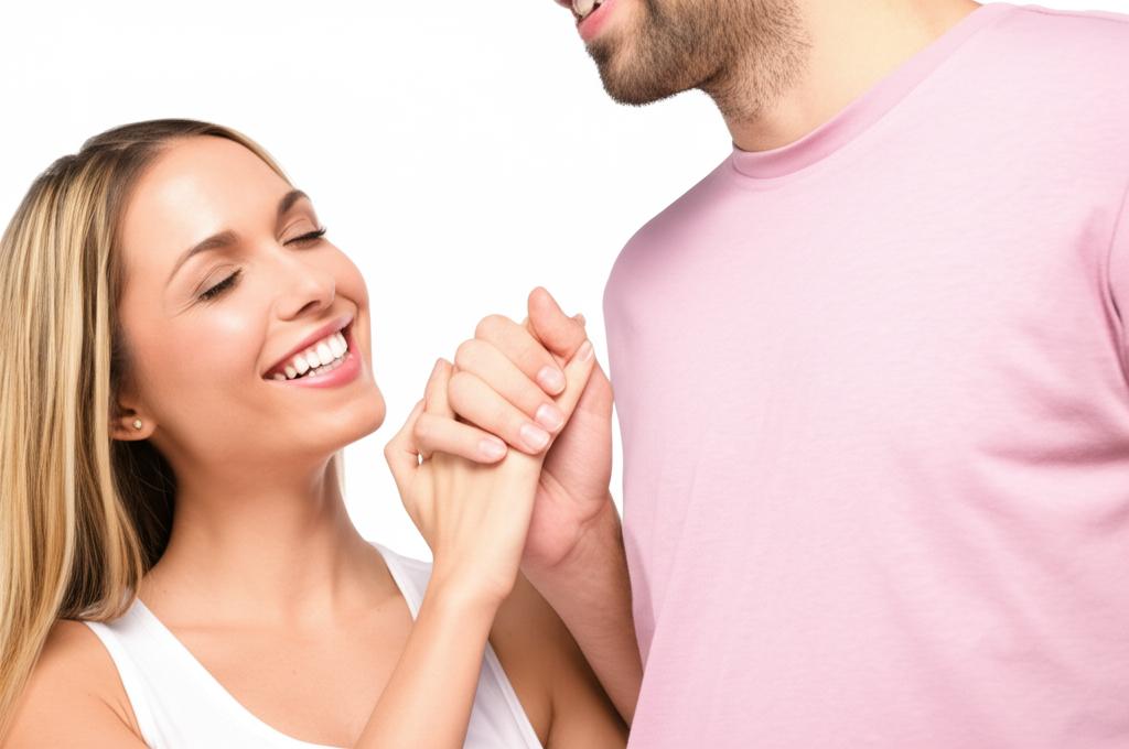 Happy couple holding hands