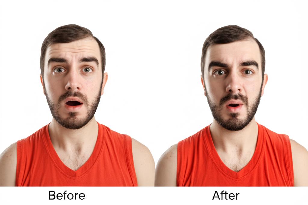 a before-and-after photo of a man, showing him looking unhealthy and tired in the before picture, and healthy and energetic in the after picture