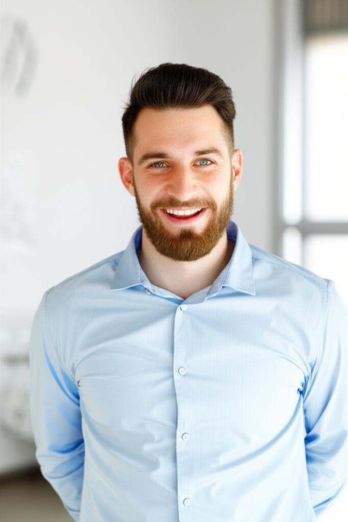man looking confident and happy after overcoming performance issues