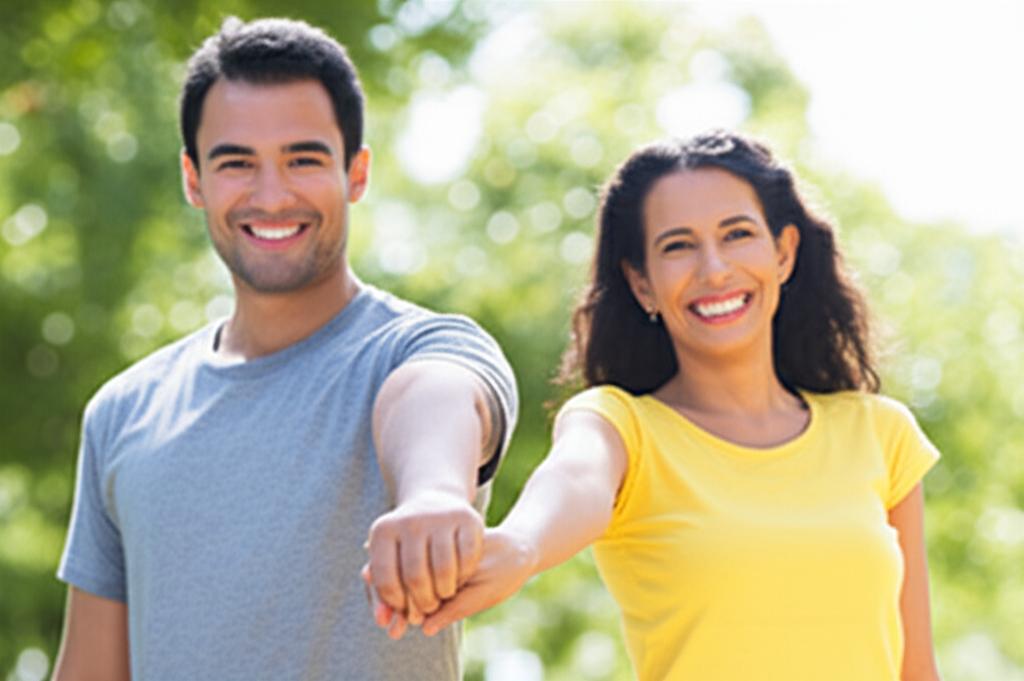 A happy couple smiling and holding hands, representing improved relationship and vitality.