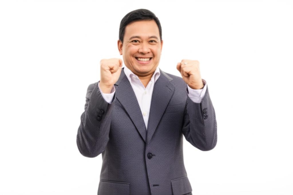 Middle-aged Indonesian man looking energetic and confident