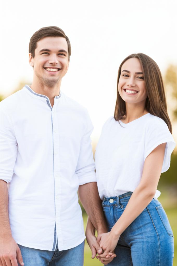 man looking energetic and happy with his wife smiling in the background