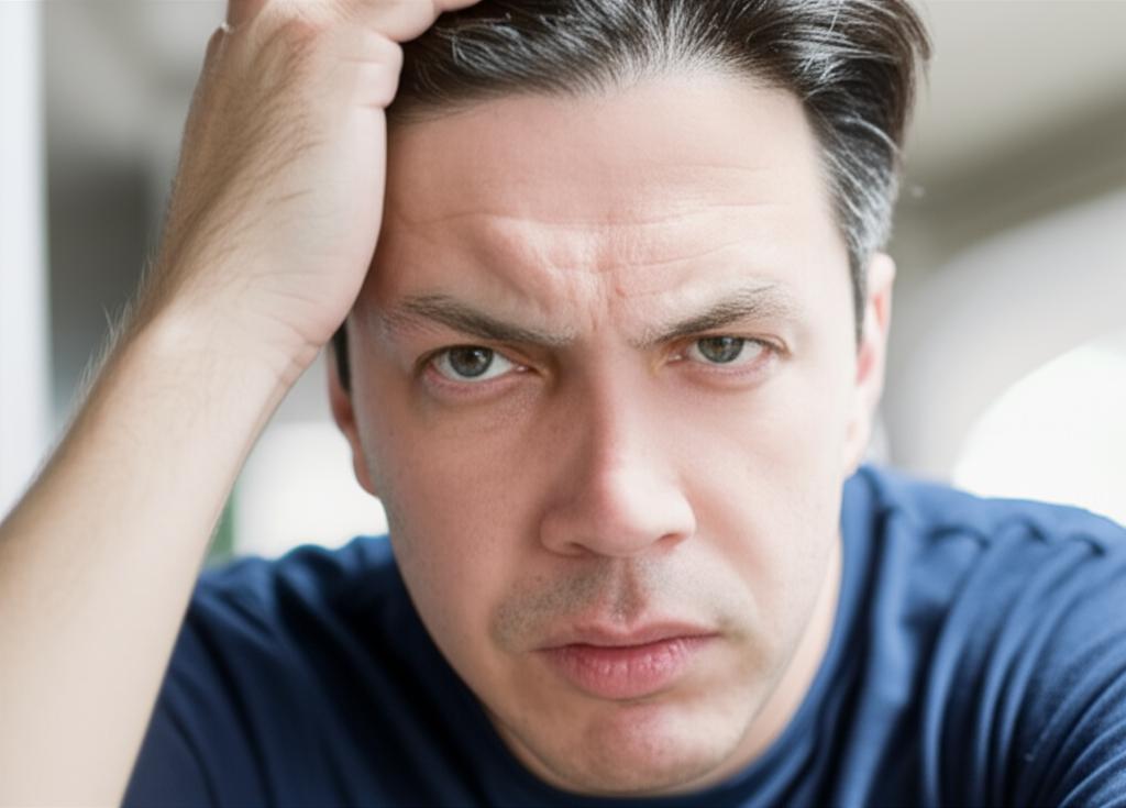 man looking tired and stressed about performance