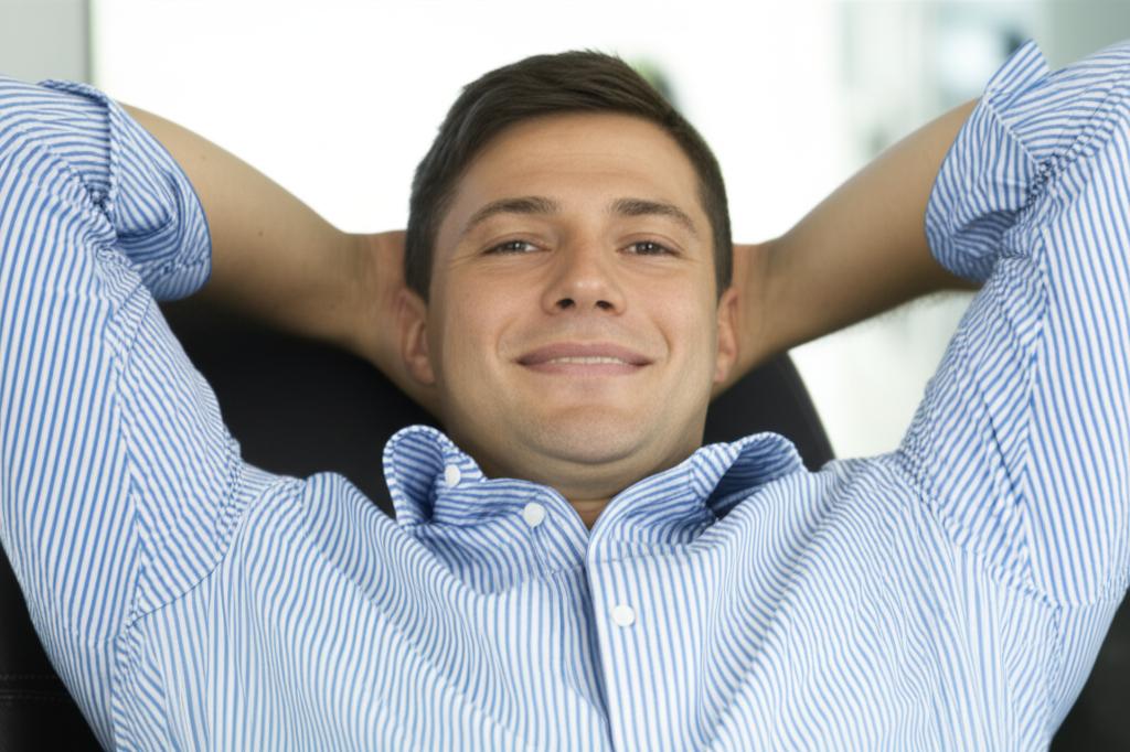 man feeling confident and relaxed after finding a solution